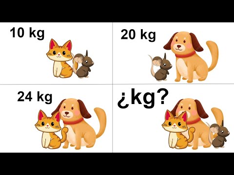 PROBLEMA DE RAZONAMIENTO MATEMÁTICO. Halla cuántos kg pesan los 3 animales. Matemáticas Básicas
