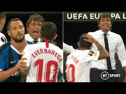 "I'll see you after the game!" Antonio Conte and Ever Banega get into argument during UEL final