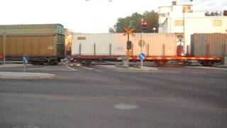 preview picture of video 'Freight train in Rauma centre'