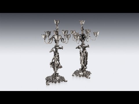 ANTIQUE 20thC GERMAN ART NOUVEAU SOLID SILVER CANDELABRA, EUGEN MARCUS c 1900 | PUSHKIN ANTIQUES