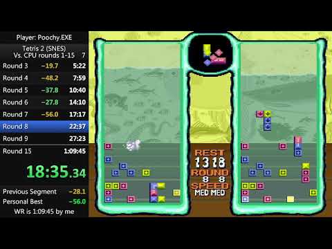 Tetris 2 (SNES) VS CPU Speedrun in 1:04:06