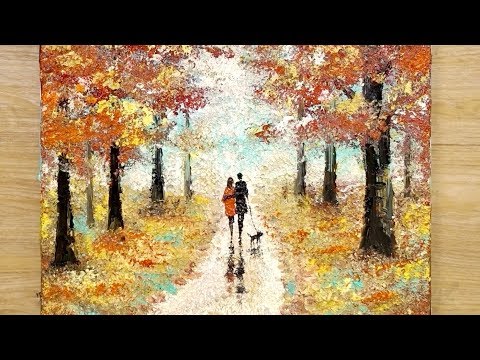 Aluminum painting technique / How to draw a couple walking dog