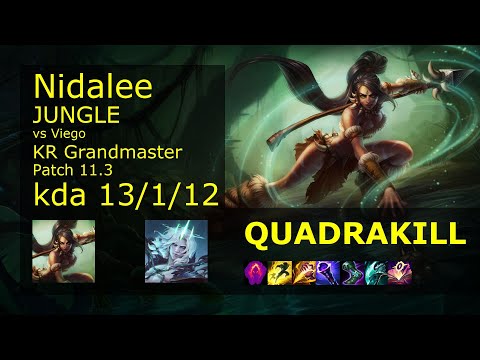 Nidalee Jungle vs Viego - KR Grandmaster 13/1/12 Patch 11.3 Gameplay // [롤] 니달리 vs 비에고 정글