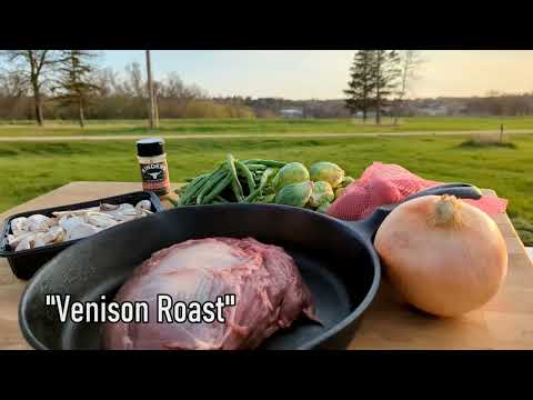 Venison Roast In a Cast Iron on the Open Fire. Easy Deer Roast Recipe