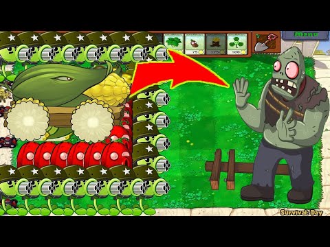 99 Gatling Pea Cob Cannon vs Wall Nut Red vs 999 Gargantuar - Plants vs Zombie