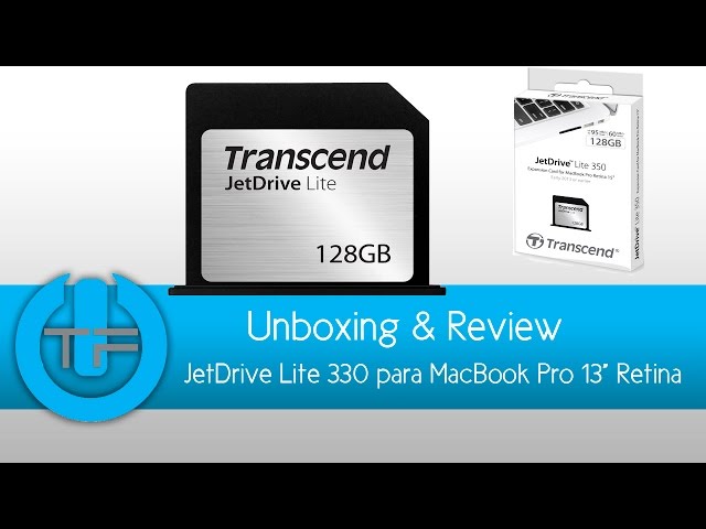 Vídeo relacionado con Transcend JetDrive Lite 360 128GB Tarjeta de Expansión para MacBook Pro (Retina) 15" (Finales 2013 - Mediados 2015) hasta 95/55 MB/s - TS128GJDL360