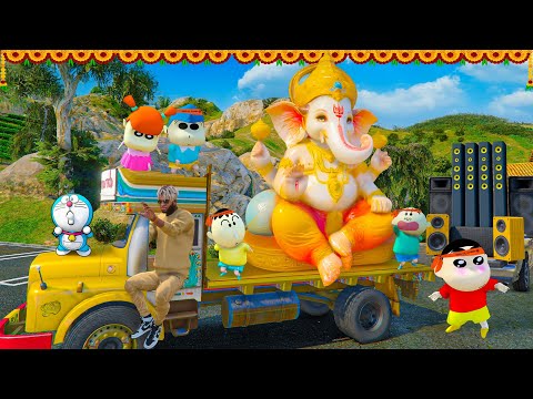 GTA V: Shinchan & Franklin Bought 100 Feet Ganesh Idol in GTA 5 | Ganesh Chaturthi Special Ep 2
