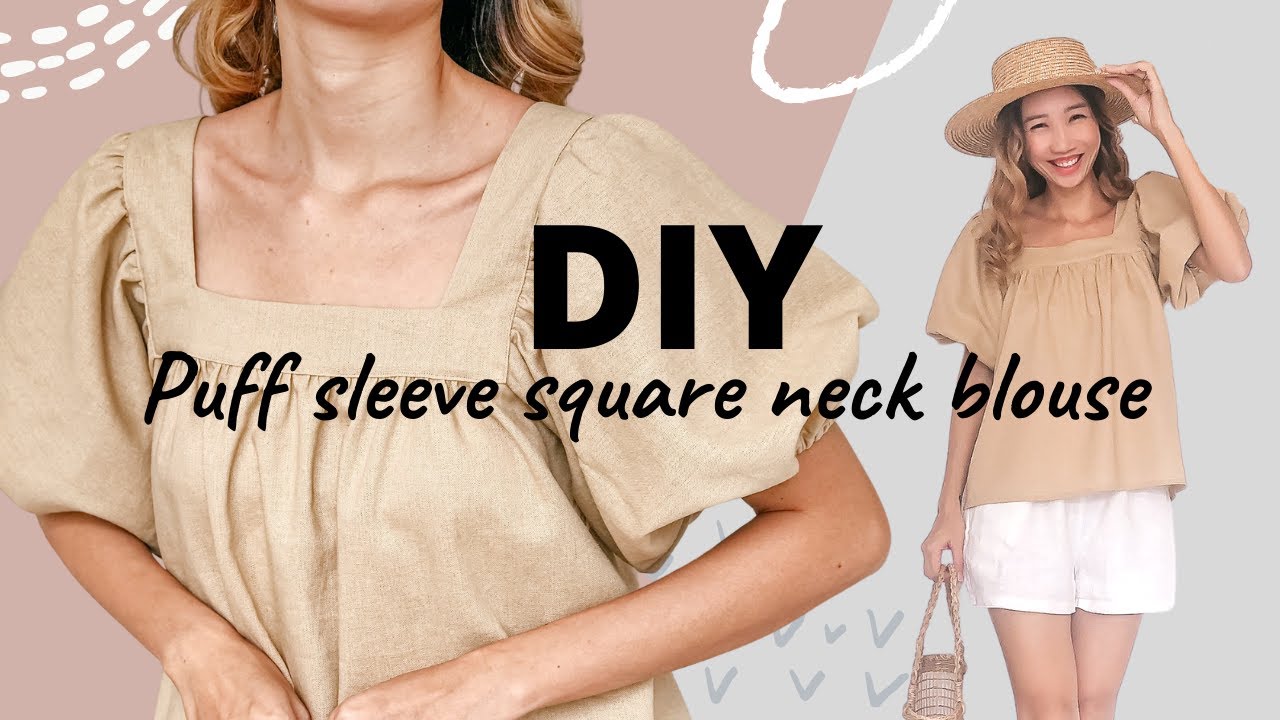 DIY Puff sleeve square neck blouse (Beginner friendly) | Step by step sewing tutorial