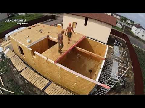 Amazing Fastest Wooden House Construction Technology   Finish Log Cabin Building in 5 Minutes