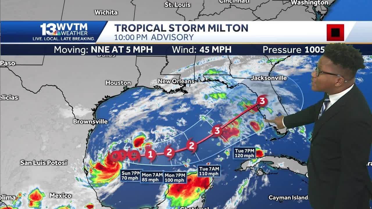 Tropical Storm Milton will strengthen into a hurricane, before it makes landfall in Florida next ...
