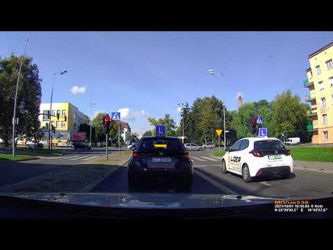 Wyjazd z Word Grudziądz w lewo.  Egzamin na prawo jazdy. Nauka jazdy - trasy egzaminacyjne.