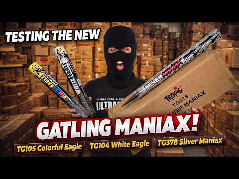 XXL GATLING MANIAX TEST 💥😱 TG105, TG104 & TG378 Roman candles 