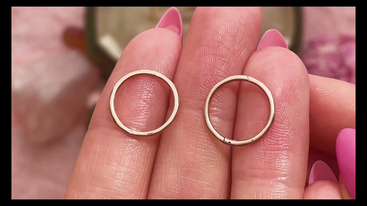 Faceted 9ct Gold Sleeper Hoop Earrings, 13.5mm #8789