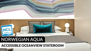Norwegian Aqua | Accessible Oceanview Stateroom Tour & Review | 4K