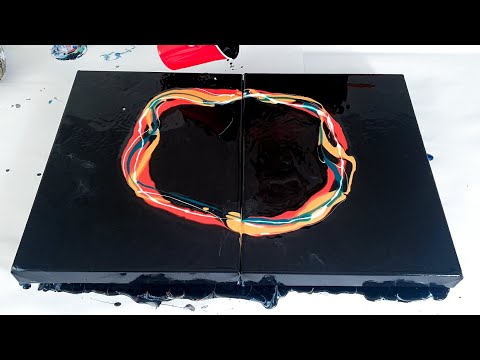 Circle Acrylic Pouring with Complementary Colors - Fluid Painting Demo