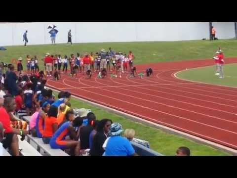 2014 USATF Region 16 (11-12) Girls 100 Meter Prelims Heat 4