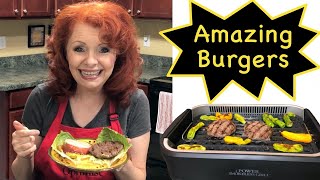 Amazing Burgers on Power Smokeless Grill #powersmokelessindoorgrill #indoorgrillburgers