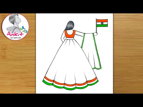 Republic Day Drawing Easy | 26 january drawing for kids | Republic day traditional girl drawing 