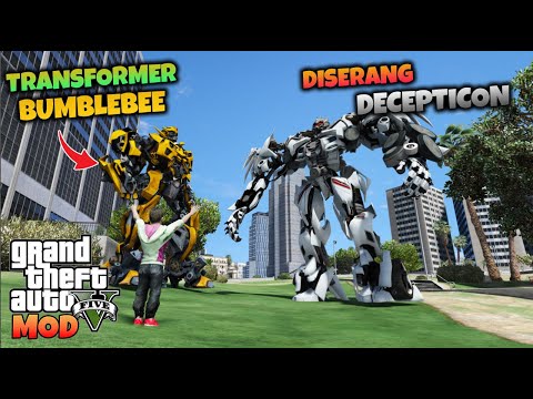JUNIOR DAN BUMBLEBEE DI SERANG DECEPTICON - GTA 5 MOD TRANSFORMER