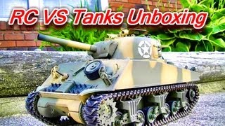 RC VS Tanks Unboxing RC Tank Battles - US Sherman - German Tiger I - 2.4 ghz