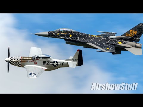 F-16 "Venom" and P-51 Mustang Formation - Thunder Over The Heartland 2021