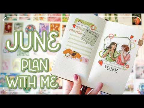 Matcha and Strawberries Bullet Journal | JUNE 2024 PLAN WITH ME