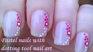 PASTEL PINK FLORAL NAIL ART Tutorial - Dotting Tool Nails Design