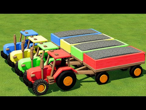 HARVEST, LOAD & TRANSPORT WITH COLORED JOHN DEERE TOY TRACTORS - Farming Simulator 22