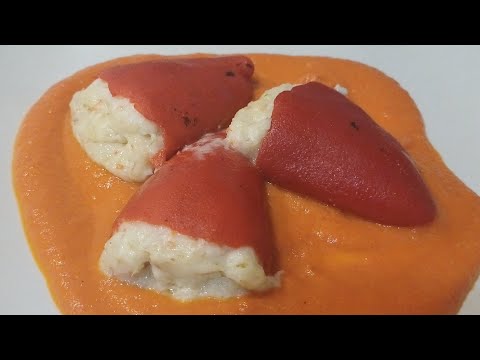 PIMIENTOS DEL PIQUILLO RELLENOS DE LANGOSTINOS Y BACALAO
