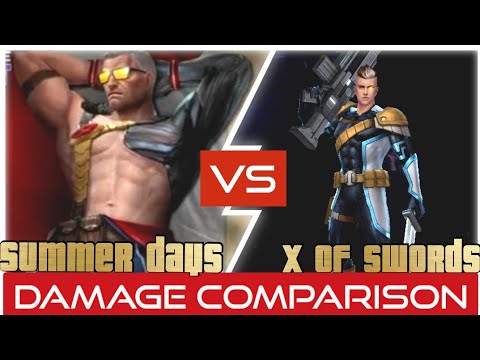 [MFF] Cable uniforms damage comparison against Knull | Summer days vs X of swords