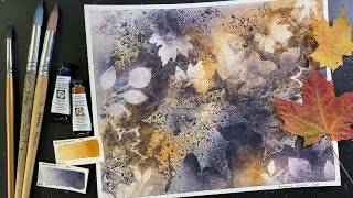 WATERCOLOR leaf stamping & reverse stenciling - 400