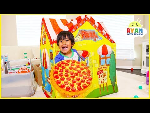 Ryan Drive Thru Pretend Play with Pizza Cooking Restaurant Playhouse!!!