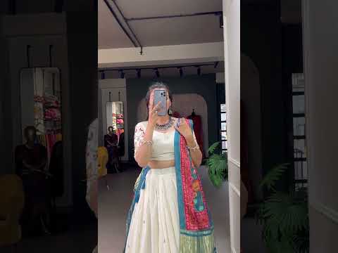 Square Design Sequins And Thread Embroidery Work Khadi Cotton Traditional lehenga Choli