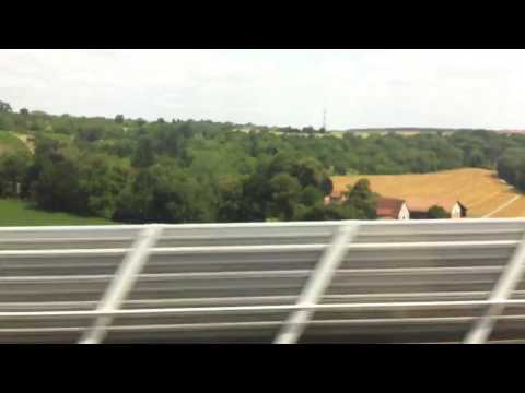 Im ICE mit 250 Km/h auf der Schnellfahrstrecke Stuttgart-Mannheim