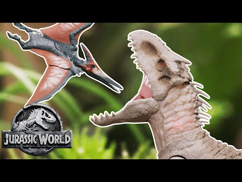 Dino Battles: Indominus Rex Vs. Pteranodon & Brachiosaurus | Jurassic World | Mattel Action!