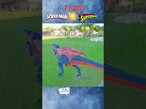 superhero dinosaur video spiderman team vs superman team #shorts