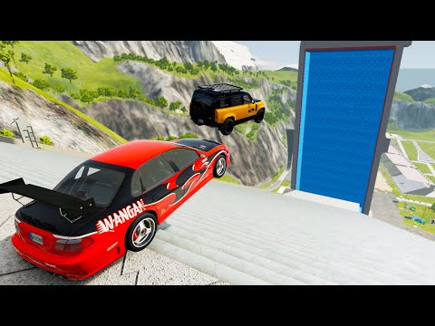 Stairs Jumps Down In Empty Vertical Pool (Crash Test) - BeamNG.drive Down Stairs Jumps In Pool