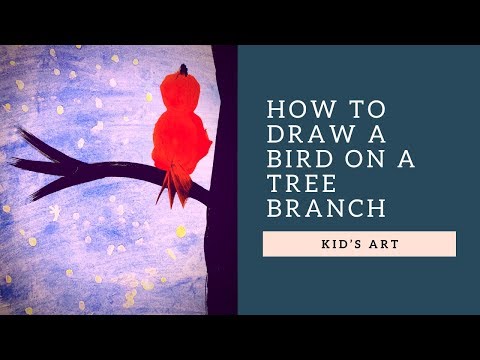 HOW TO DRAW A BIRD ON A TREE BRANCH l Рисуем птицу на ветке дерева