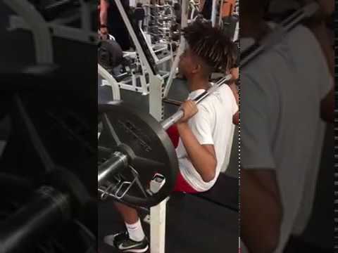 14yr old Brian Plummer hits box squats