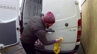 Removing the vinyl sticker glue from our van #3