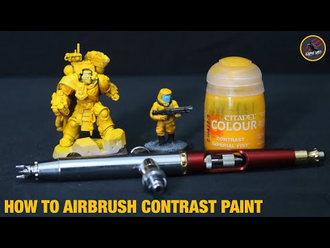 HOW TO AIRBRUSH WITH CONTRAST PAINT For The 1St TIME - Imperial Fist Yellow Over Pink & White