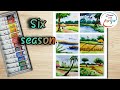How to draw scenery of six season step by step//commissioned art,,By Draw with Avijit