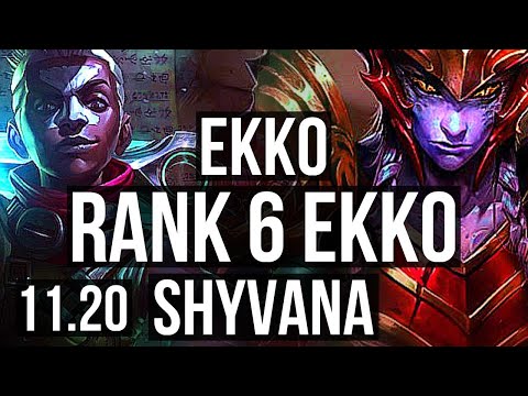 EKKO vs SHYVANA (JUNGLE) | Rank 6 Ekko, 9/2/9, 1.3M mastery, 300+ games | TR Grandmaster | v11.20