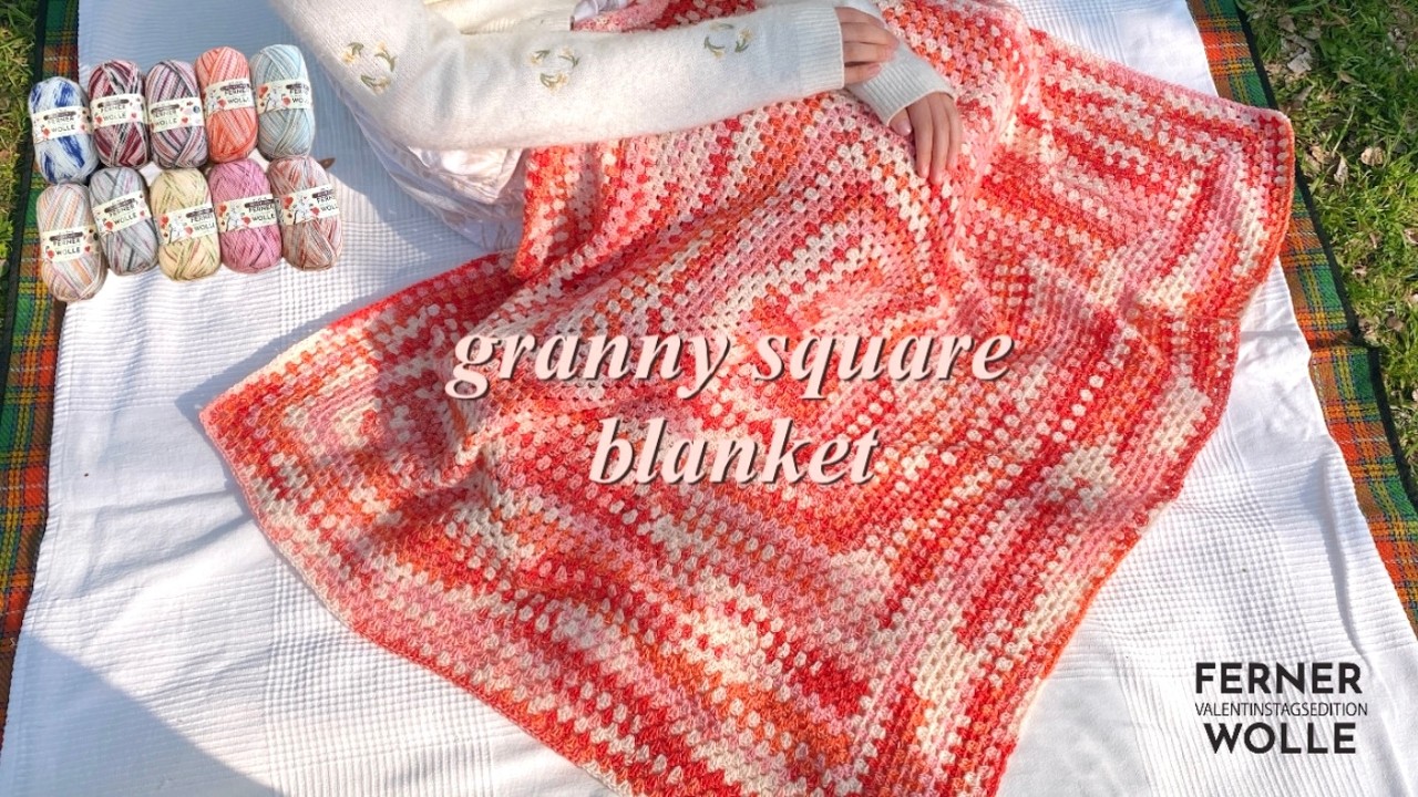 フェルナウールで編むグラニースクエアブランケット🌸🌷