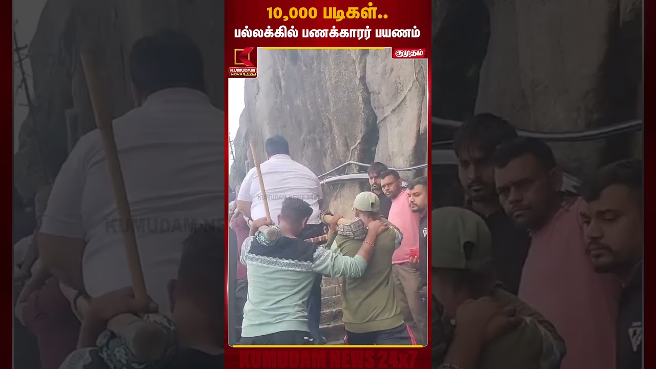 10,000 படிகள்.. பல்லக்கில் பணக்காரர் பயணம் நெட்டிசன்கள் கடும் எதிர்ப்பு | Gujarat Girnar Hill