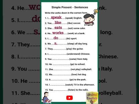 Simple present tense exercise #englishgrammar #shorts #learnenglish