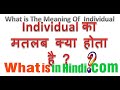 What is the meaning of Individual in Hindi | Individual का मतलब क्या होता है