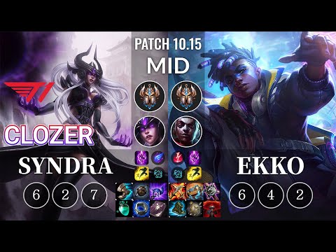 T1 Clozer Syndra vs Ekko Mid - KR Patch 10.15