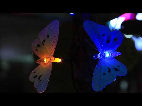 2 Pack Solar String Lights 3.8m/12.48Ft 12 LEDs Butterfly Lights
