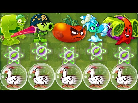 PvZ2 All Plants With 1 Plant Food VS Fast Chicken Hamster Ball - Who Will Win?